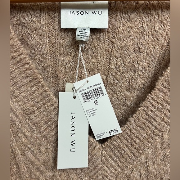 New With Tag 💫Jason Wu V-Neck Sweater in Soft Brown - Picture 2 of 12